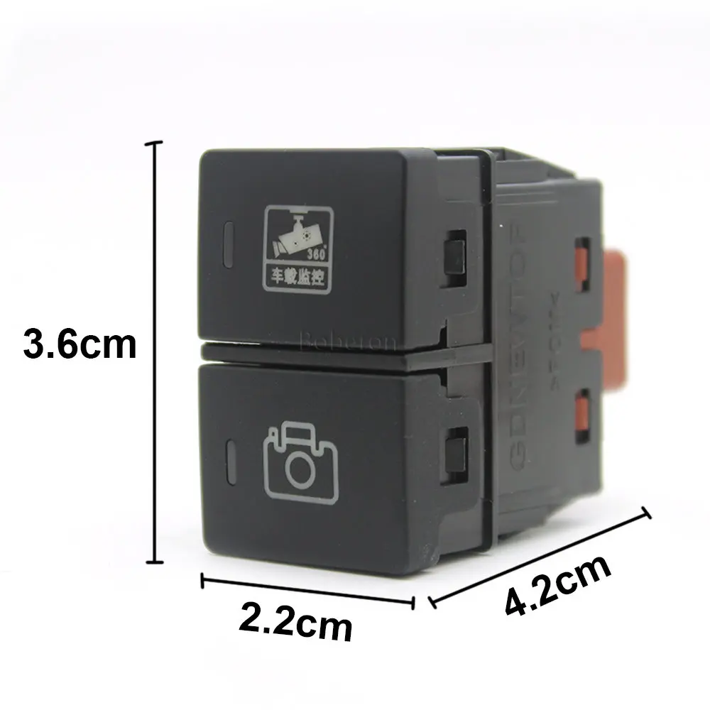 1pc Auto Dual Switch 360° Camera Recorder Monitor Push Button Switch with Wire Accessories for Honda