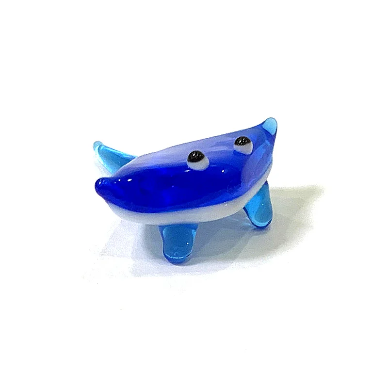 Mini Glas meeres tiere Statuette niedlichen Meeresfisch Delphin Tintenfisch Pinguin Kugelfisch Stachel rochen Walhai Fisch Krabbe Meeres schildkröte Elektrischer Aal Goldfisch Kaninchen Affen Ornamente – Detail 7