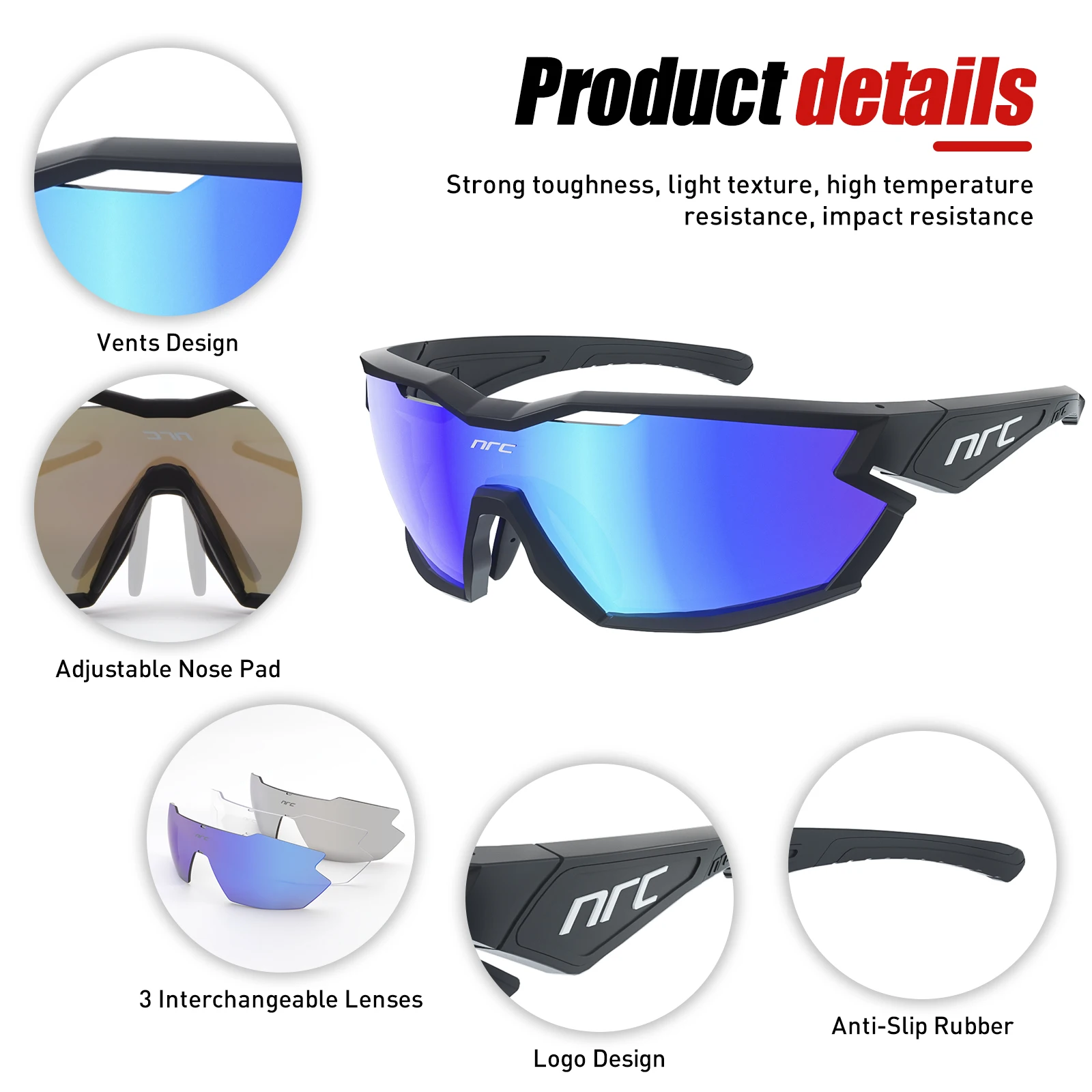 NRC Cycling Sunglasses Man Cycling Glasses Outdoor Bike Glasses Woman MTB Goggles Bicycle Glasses Sport UV400 Hiking Eyewear