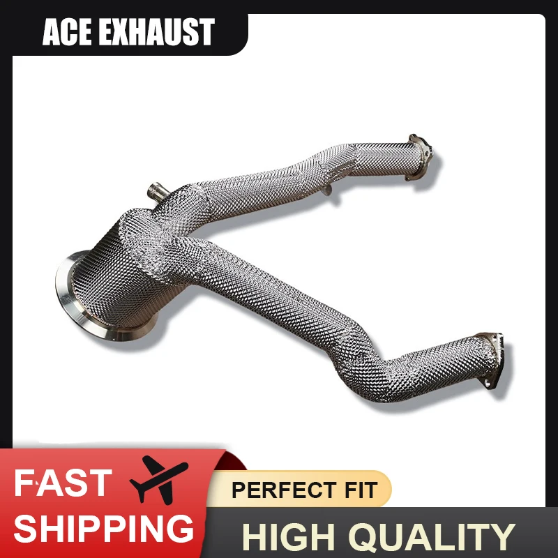 

ACE Exhaust-header with Catalytic Converter for Audi A6 A7 C8 3.0T High Flow Downpipe with Heat Shield SUS304 Exhaust-pipe