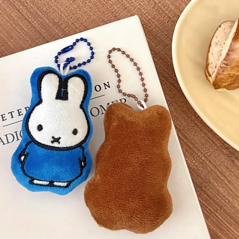 Uroczy breloczek z pluszową zawieszką Miffy, niszowy, uniwersalny dodatek do torby, dekoracja, pluszowe lalki dla dzieci, prezenty świąteczne dla chłopców i dziewczynek.