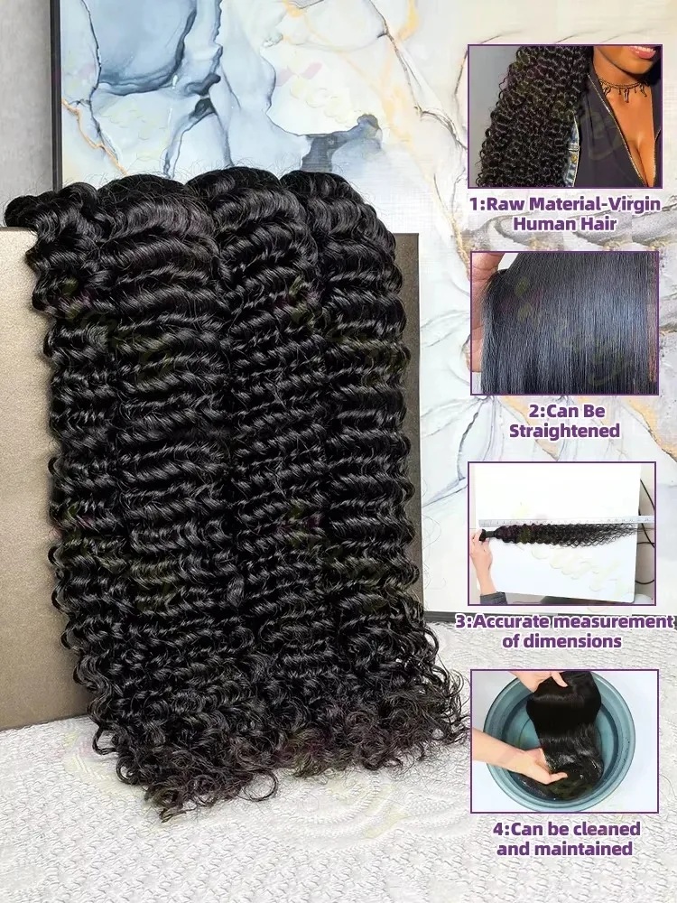 Deep Wave Human Hair Bundle Curly Hair Weaving 30 32Inch 16A Natural Water Wave 3/4 Pcs Bundles Extensions Double Weft For Women image 4