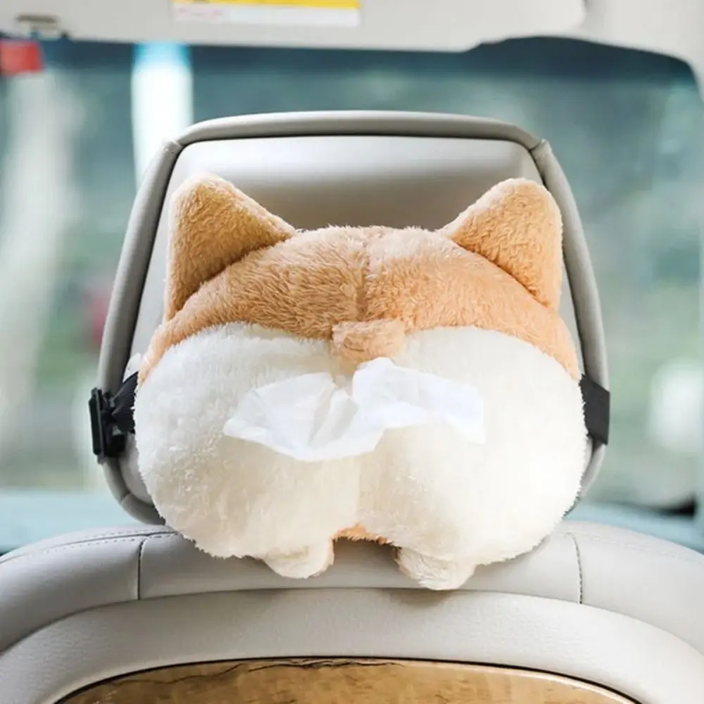 Cute Napkin Holder Corgi Ass Tissue Box Plush Tissue Holder Corgi Tissue Box Soft Animals Paper Napkin Case For Car Seat