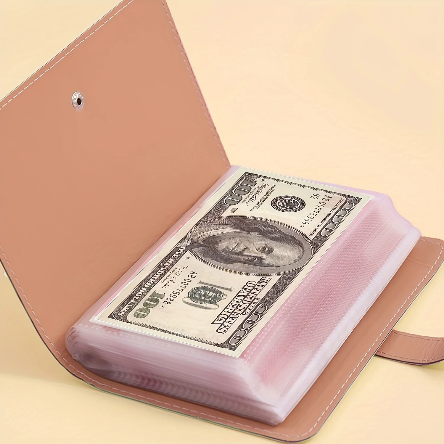 Banknote savings book, savings book with closure, flip pocket wallet, single bill storage book, practical collection book