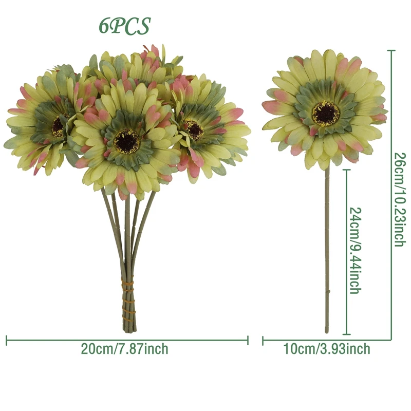 5/10 Stück 26cm Künstliche Seiden-Gerbera-Blumensträuße für Hochzeit, Heim- und Tischdekoration, Künstliche Gänseblümchen für DIY-Blumenarrangements – Detail 10