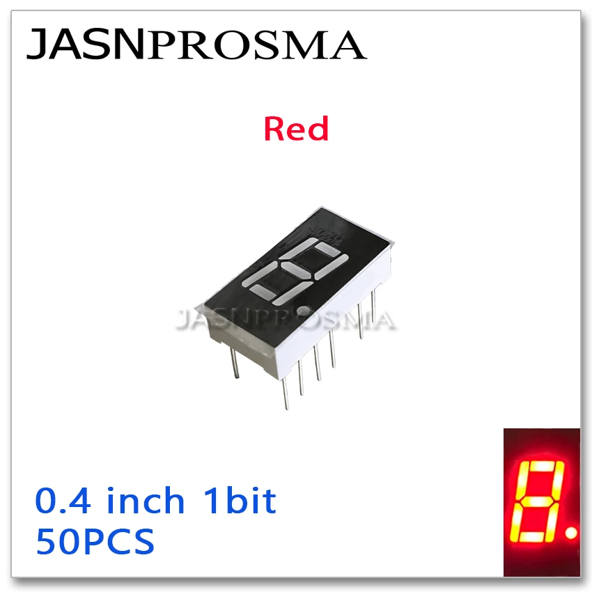 JASNPROSMA-0.4 인치 1 비트 숫자 튜브 50 개, 빨간색 일반 음극 양극 LED 디스플레이 0.4 인치 7 세그먼트 0.4 '0.4 인치 1 개