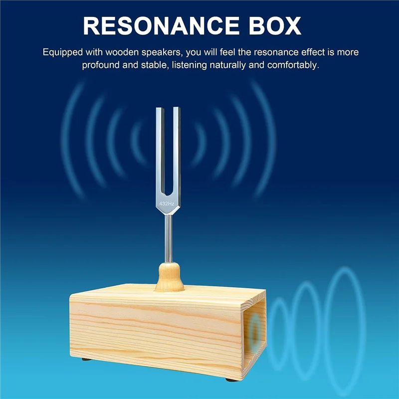 Horquilla de afinación de 432 Hz con caja de resonancia, para curación de sonido, enseñanza de resonancia, pruebas auditivas