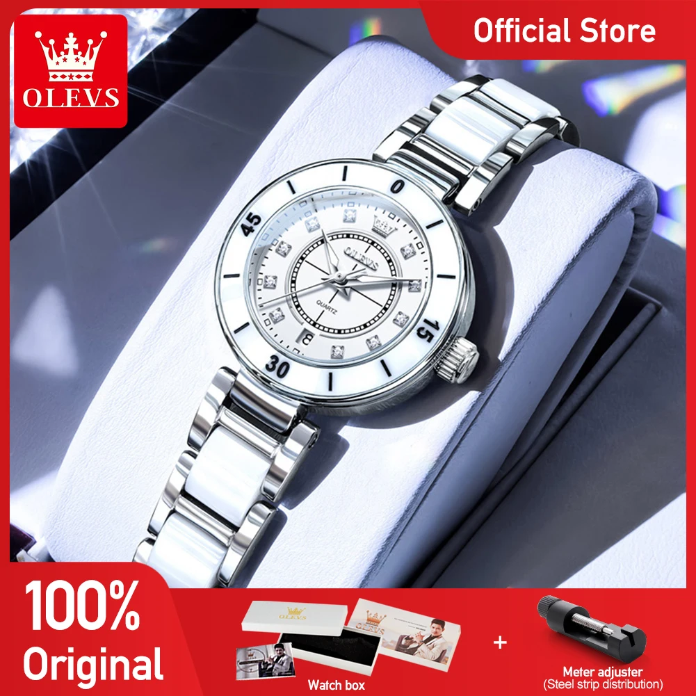 

Часы OLEVS для женщин 7083, роскошные элегантные кварцевые часы, водонепроницаемые светящиеся женские часы с датой, набор браслетов, коробка, подарки для девочек, новинка