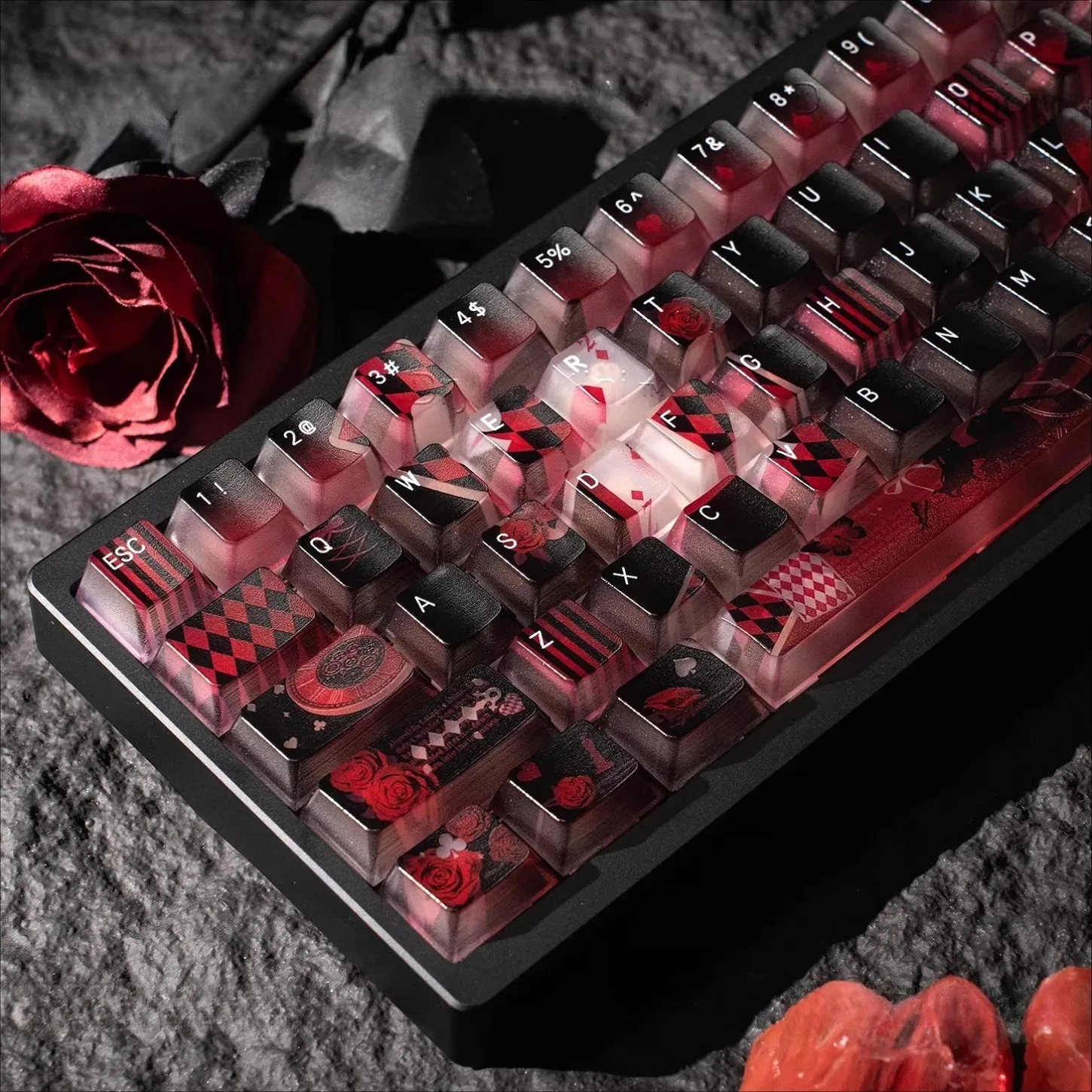 Lost Alice Theme Cherry Fully Transparent Key Cap Kit PC Large Optical Transmission Capacity 61/75/87/104 Mechanical Keyboard