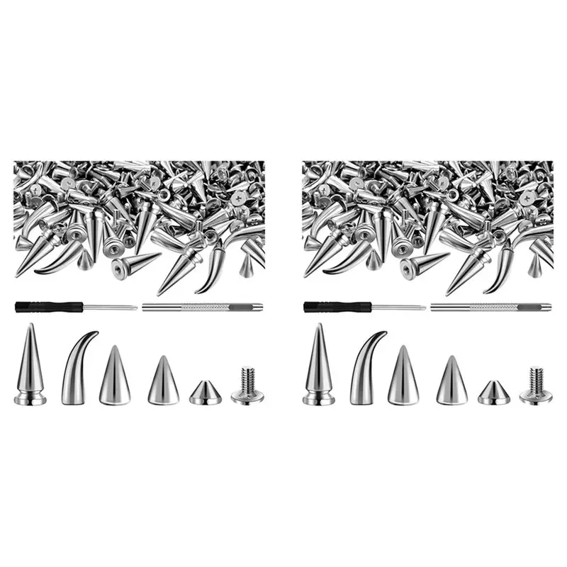 

Набор AC23-300: серебристые шипы и заклепки различной формы, конусные шипы для кроксов, кожаные заклепки для одежды, обуви, ремней, DIY