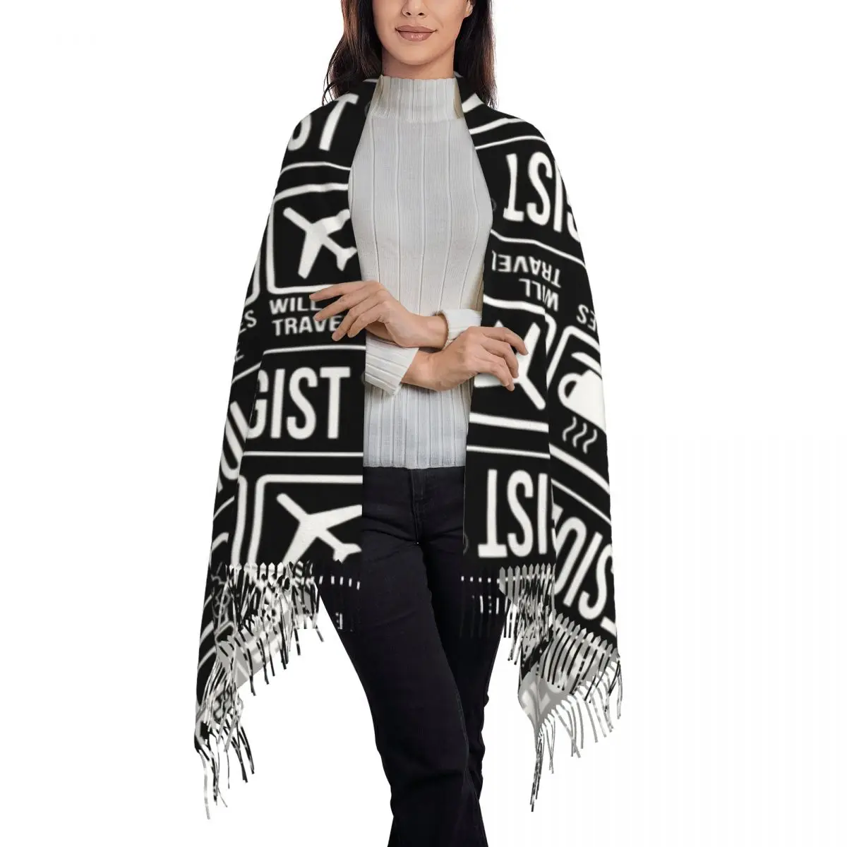 Anesthesia Medication Labels Scarf Tassel Scarves for Women Soft Warm Shawls and Wraps Long Fall Winter Shawl Wrap