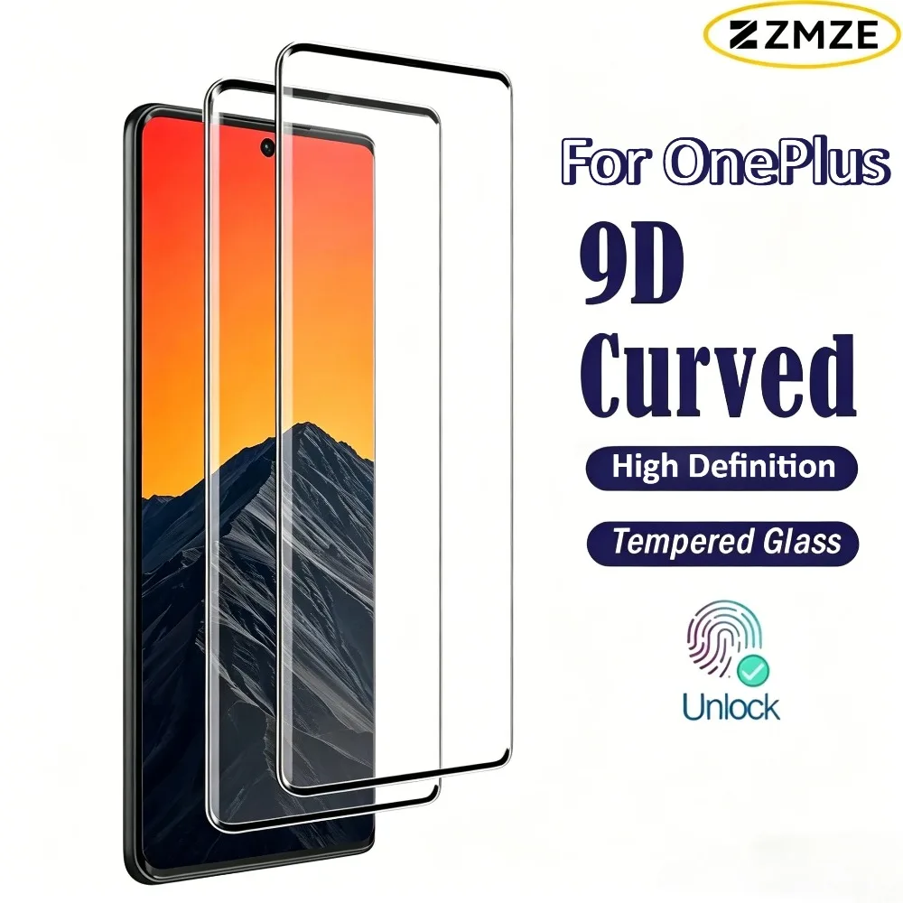 9D Gebogenes Panzerglas für Oneplus ACE 3 2Pro 13 12 11R 10T 9 8 7 Pro Displayschutzfolien Randklebendes Glas 3D Heißgebogene HD-Folie