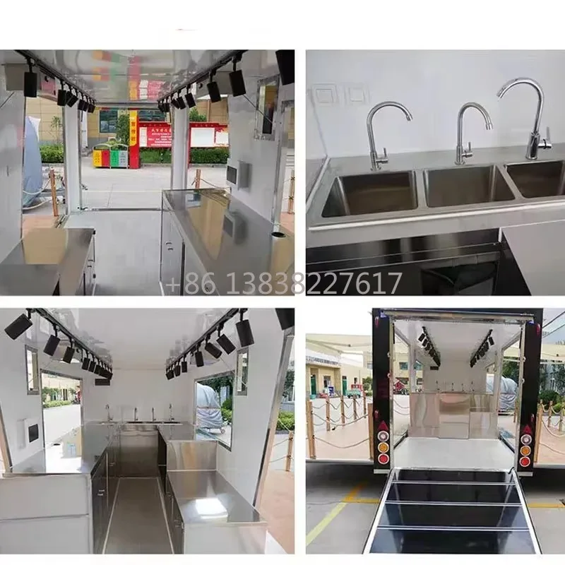 Multifunctional Aluminum Trailer for Snack Food & Ice Cream Sales | Customizable Capacity Mobile Kitchen