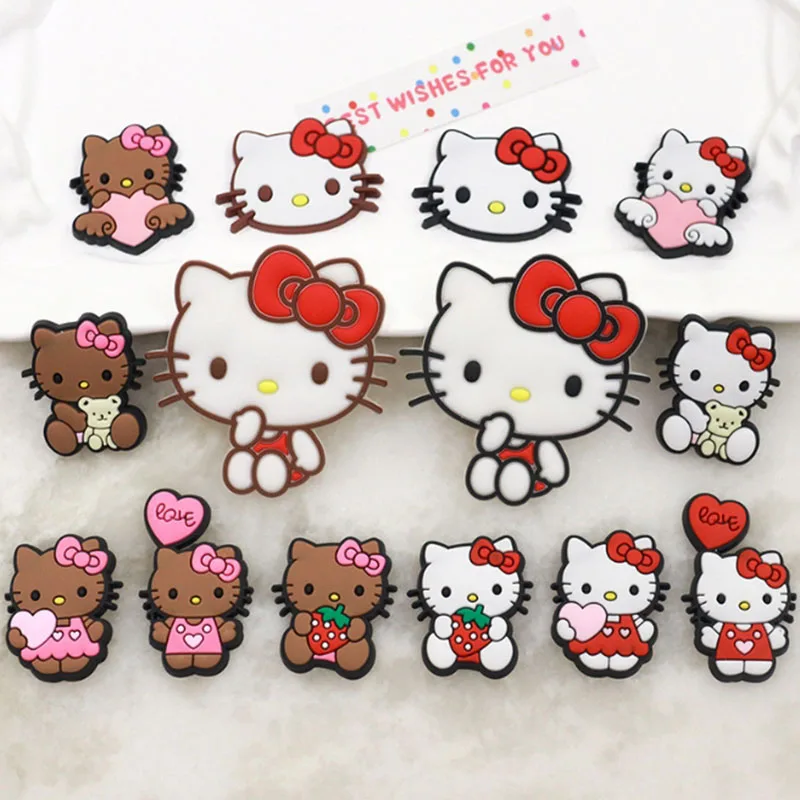 MINISO Hello Kitty Cat Collection Cotton Shoe Charms Clogs Sandals Slippers Shoe Accessories DIY Sandals Party Favor Gift Idea