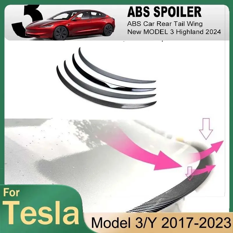 

Для Tesla Model Y 2024 ABS спойлер заднего багажника, крыла для Tesla Model 3 2017-2023 Model3 Highland автомобильные аксессуары Высокая производительность