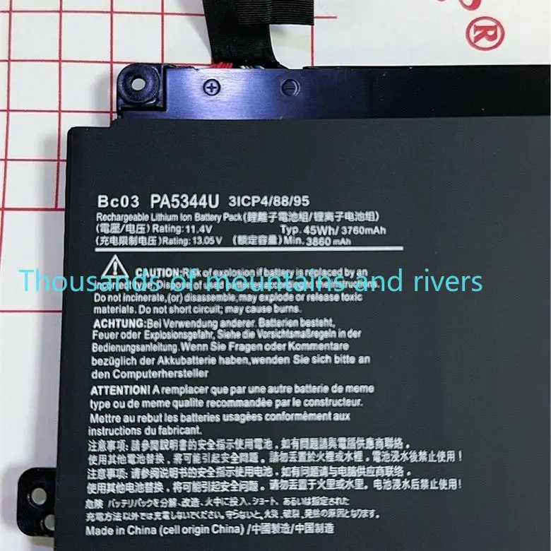 

PA5344U-1BRS PA5344U 11.4V 45Wh 3860mAh Laptop Battery Apply to Toshiba dynabook built-in
