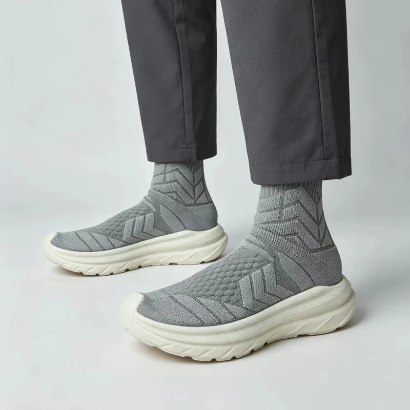 High Top Platform Sneakers For Men Breathable Knit Men's Running Shoes Outdoor Non-slip Casual Sports Shoes Man Slip-on Shoes