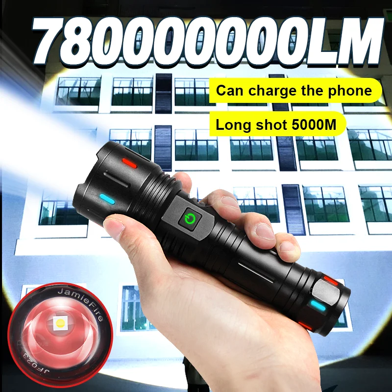 780000000LM Super Bright Flashlights 900W LED Torch Most Powerful Tactical Torch USB Rechargeable Lamp Portable Outdoor Lantern
