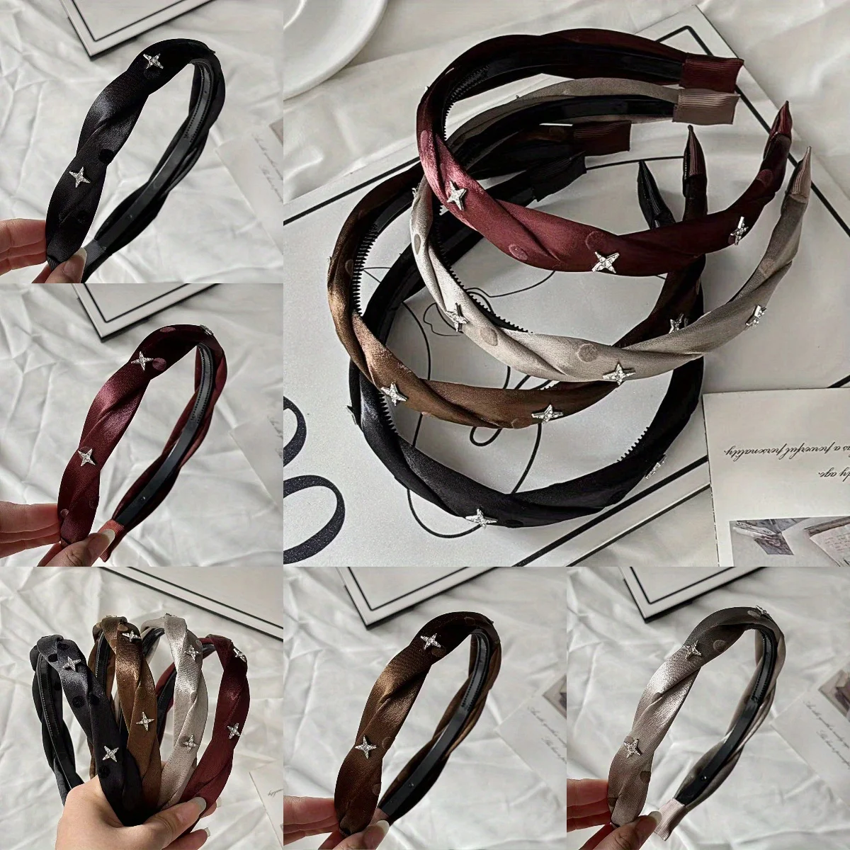 

Glossy Twisted Headband Polka Dot Design Slim Lightweight Non-Slip for Women Girls Commuting Elegant Hair Accessories Headwear