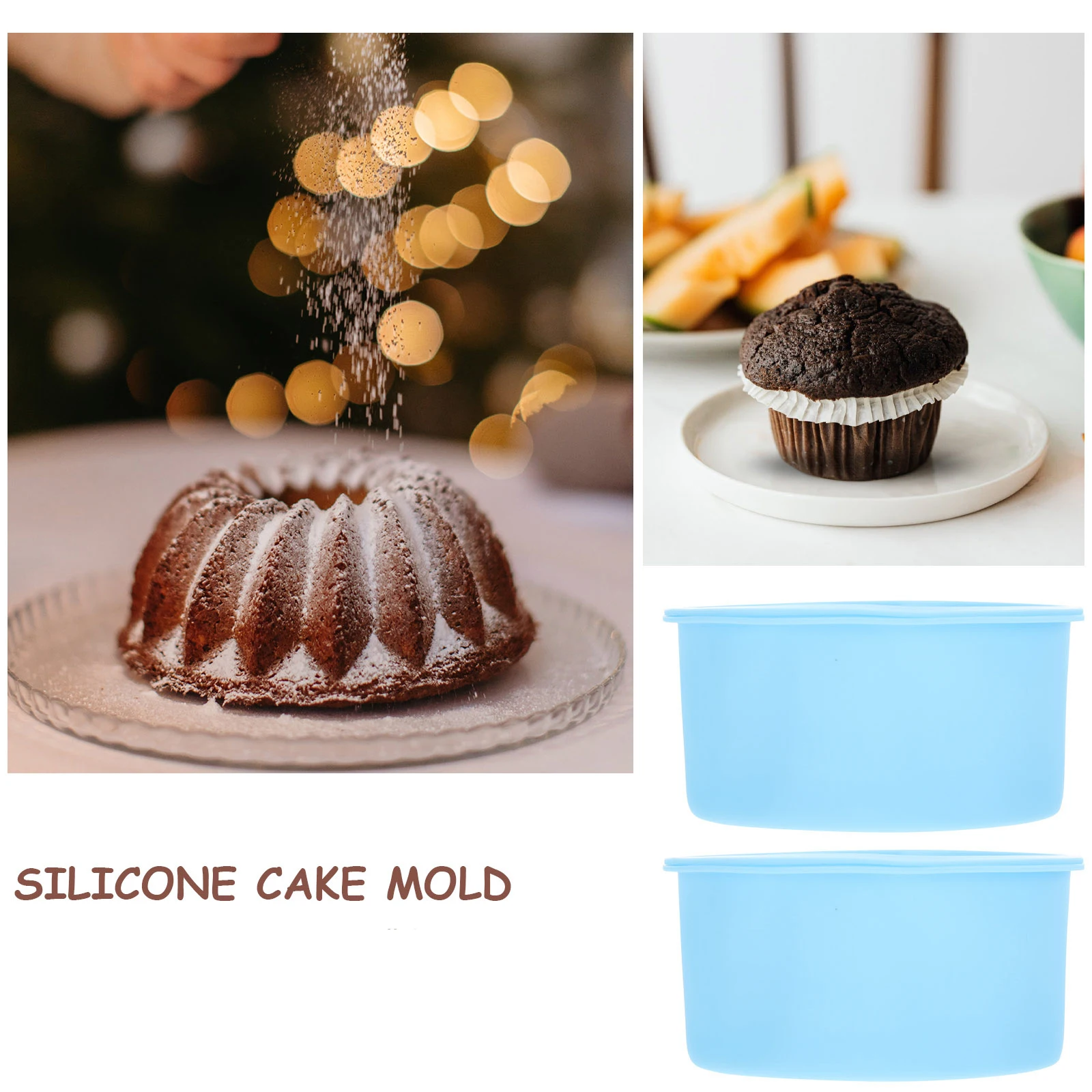 

6Pcs Silicone Cake Molds Non-Stick Baking Molds for Bread Cakes Muffins Brownies Easy Demoulding High Temperature Resistant