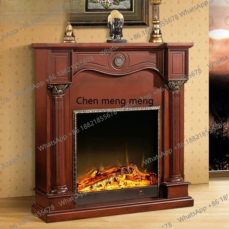 CC182 European solid wood fireplace frame carved electric fireplace cabinet decorative heating simulation fire fireplace