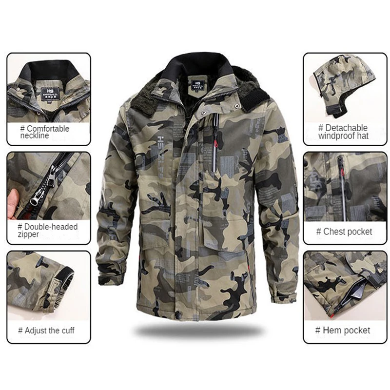 Winter Plush Thickened Work Clothes Suit, Male Electric Welding, Scald Proof, Cold Proof Wear-resistant, Outdoor Labor Protectio