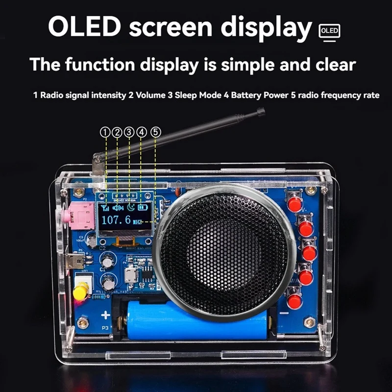 FM Radio DIY Electronic Kit With OLED Display Electronic Welding Practice Assembly Production Kit DIY Assembly Kit image 2