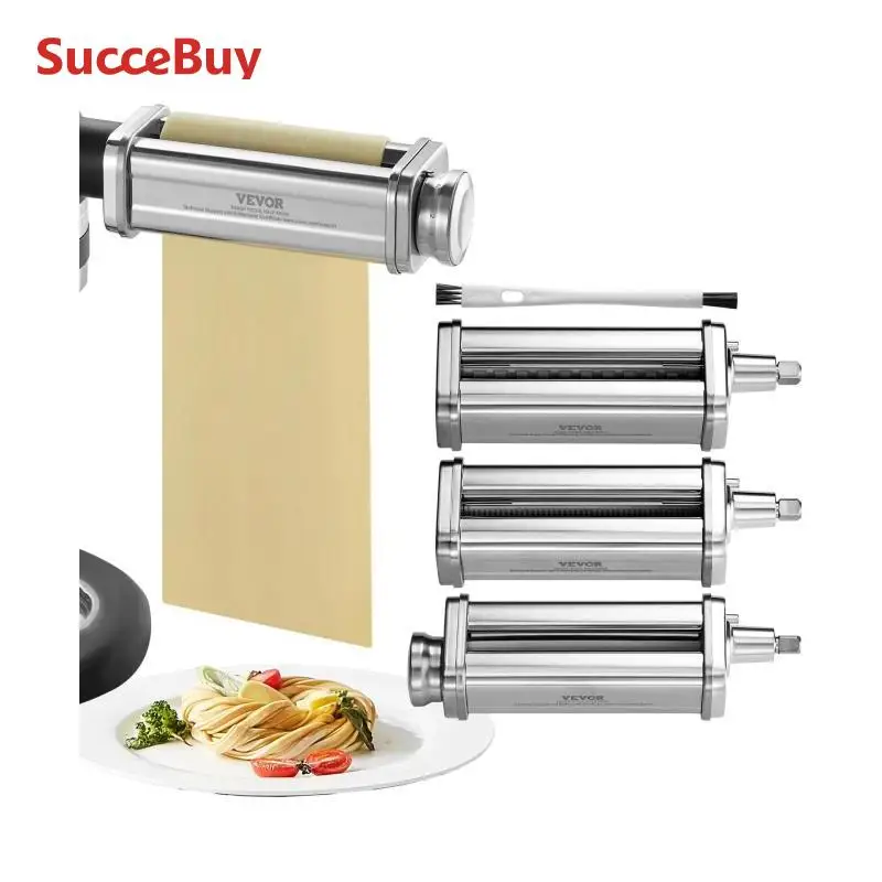 VEVOR 3 tlg. Manuelle Nudelmaschine Edelstahl, Edelstahl Frische Manuell Pasta Walze Maschine Italienische Flachteigmaschine Pastamaker inkl. Reinigungsbürste für Spaghetti, Lasagne usw.
