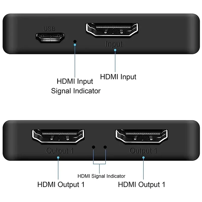 4Kx2K HDMI Splitter 1 in 2 out 1080P 60Hz HDMI Video Splitter 1 Source to 2 Screens Duplicate Display for PC Laptop Monitor TV