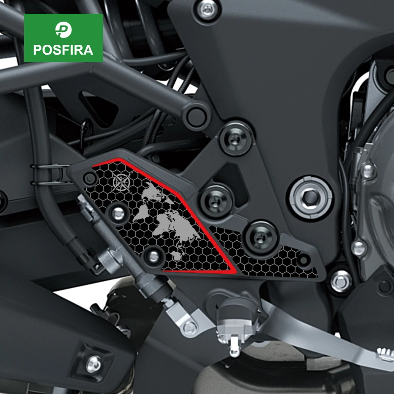 

POSFIRA мотоциклетная подставка для ног, наклейка на панель, виниловые наклейки для Kawasaki Versys 1000/S/SE 2017-2024 2023 2022, аксессуары для подставки для ног
