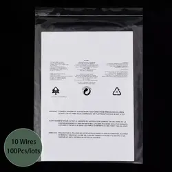 100Pcs Clothing English Warning Words Plastic Bags Transparent Self-adhesive Reclosable Clear Gift Clothes Jewelry Packaging Bag