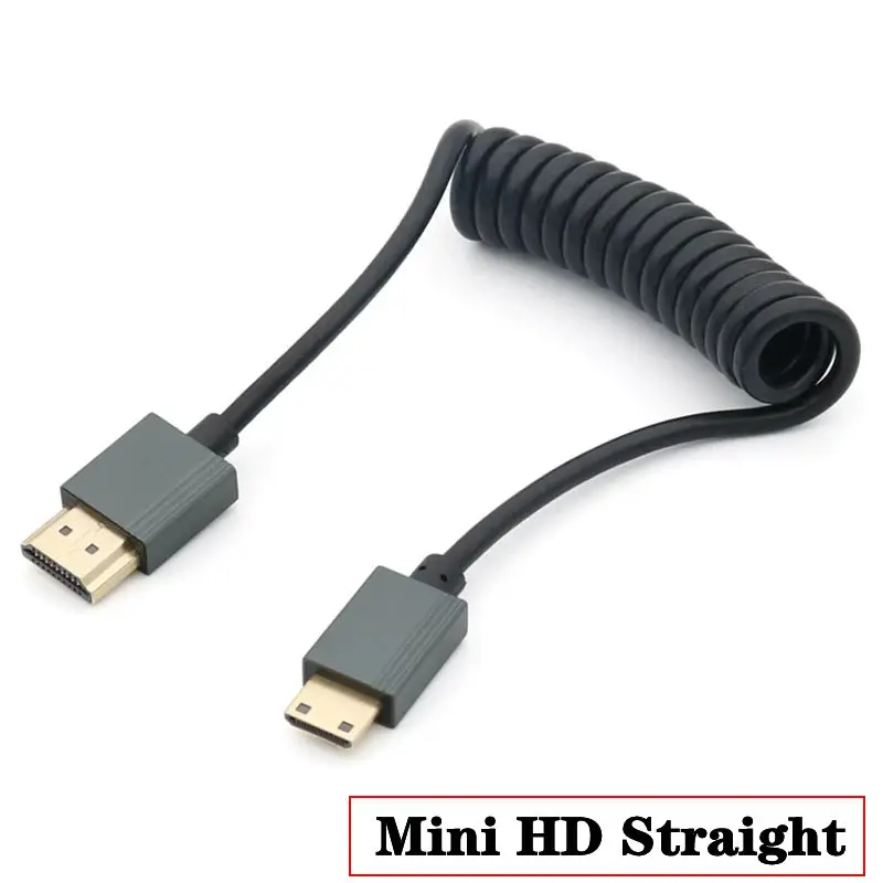 HDMI-Compatible to HDMI-Compatible Coiled Cable 48Gbps HDMI-Compatible to Mini/Micro HD Cable 8K For Camera/Camcorder/PC/Monitor