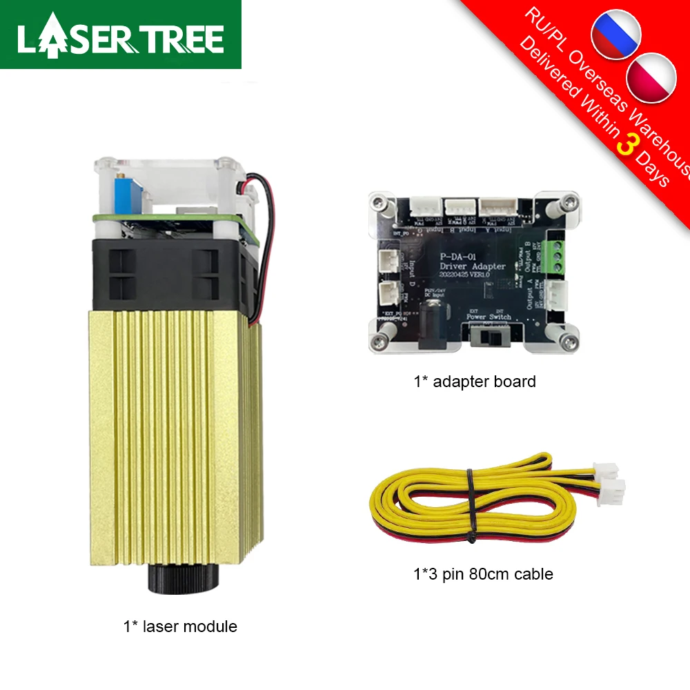 LASER TREE 80W/40W/30W/20W Laser Head For CNC Engraver Wood Cutting DIY Laser Tools 450nm TTL/ PWM Blue Light Laser Module