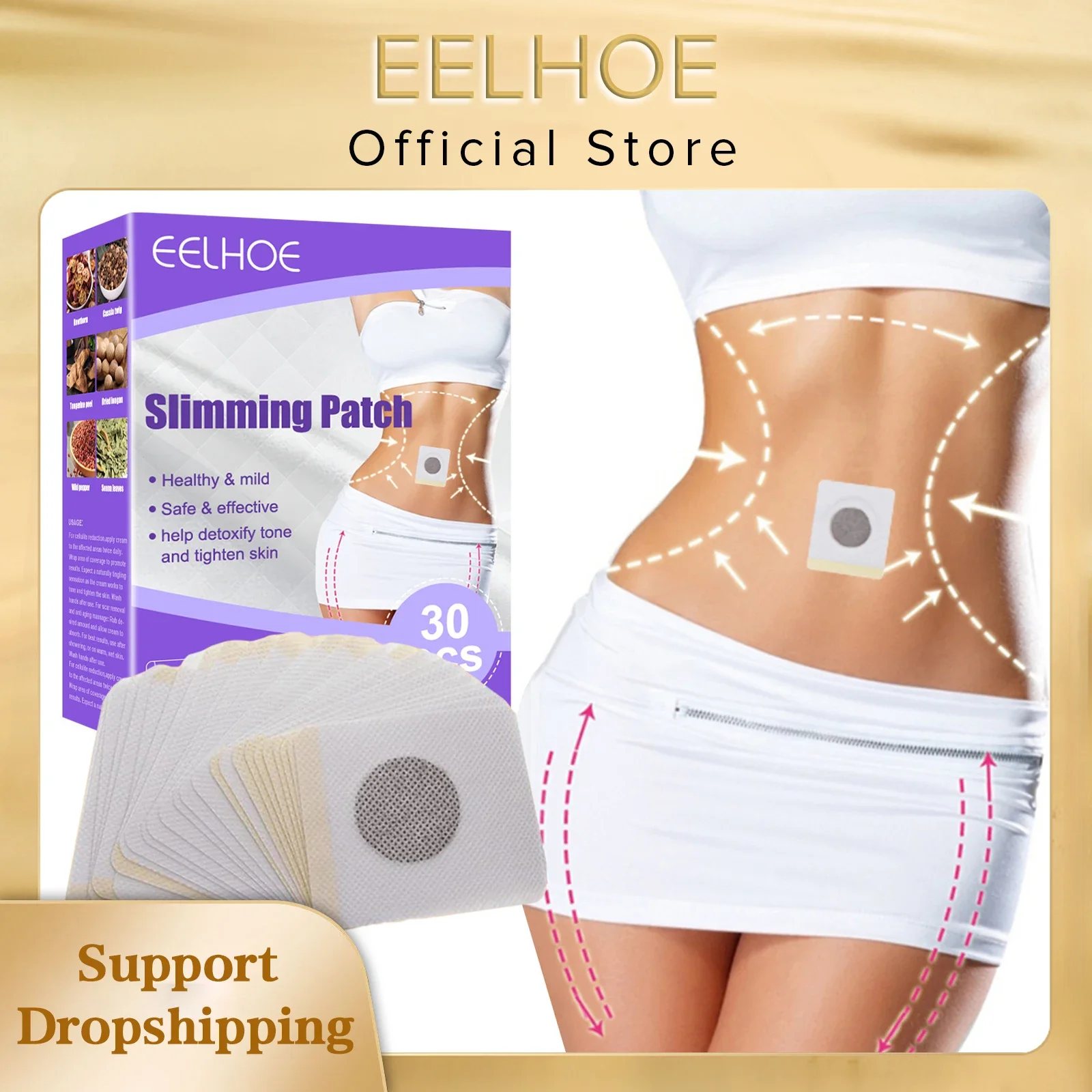 

EELHOE Slimming Patches Body Sculpting Belly Stickers Fat Burning Weight Loss Body Firming Waist Thin Arm Slim Navel Patch 30pcs