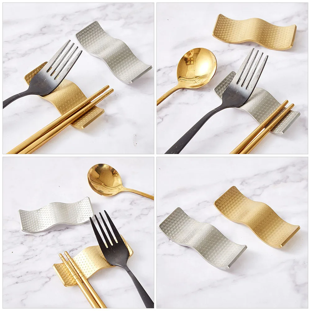 

1pcs Stainless Steel Chopstick Rest Holder Metal Tableware Organizer For Home Kitchen Restaurant Non-Skid Spoon Fork Rest