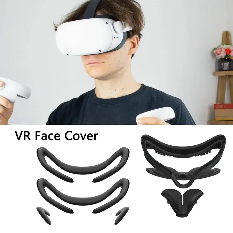 VR Face Cover 7pcs OculusQuest 2 Vent Soft Interface Bracket Anti-Leakage Light PU Leather Foam Mask Changing Cushion