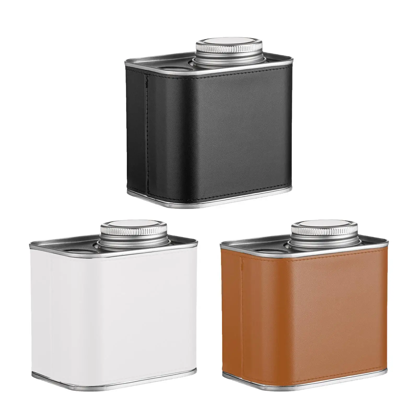 

Vacuum Coffee Canister Food Grains Storage Jar PU Leather Grain Cereal Portable