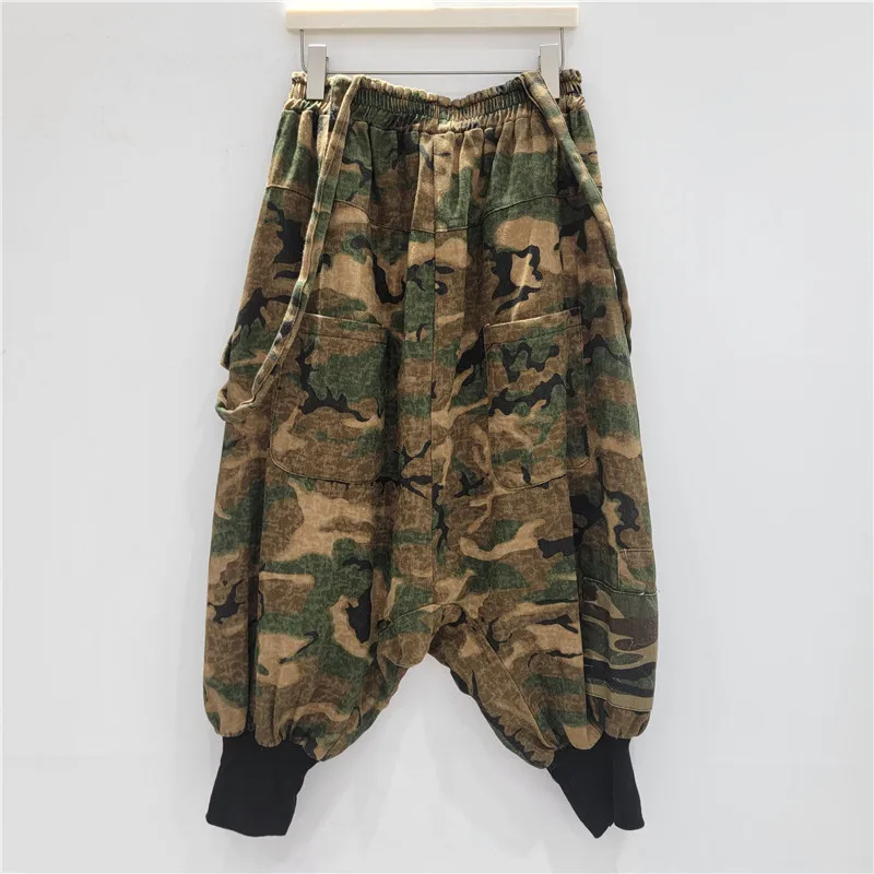 Tannt calça feminina moda vintage de cintura alta camuflagem harem jeans para mulher casual impressão longa harem calças 2025 novo