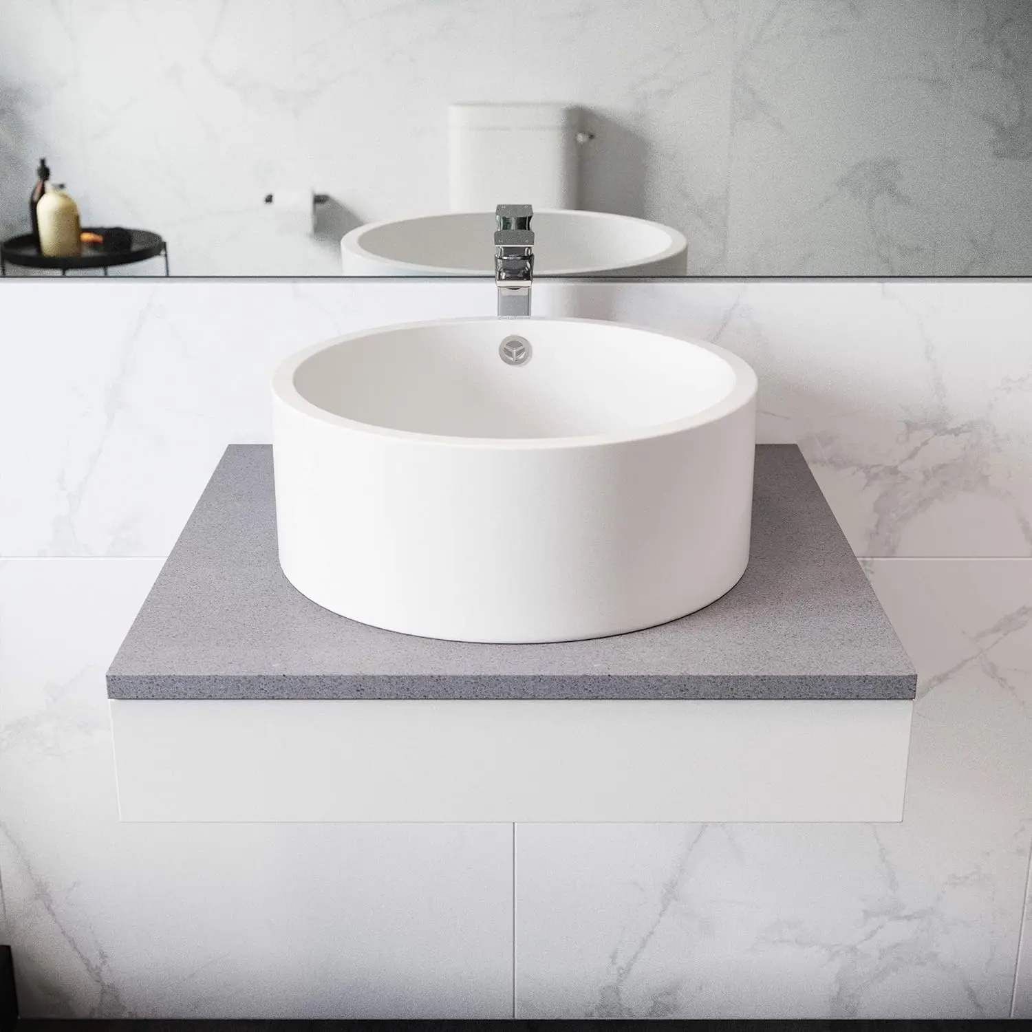 Round Ceramic Vessel Sink Durable Scratch-Resistant Easy Install Stylish Design