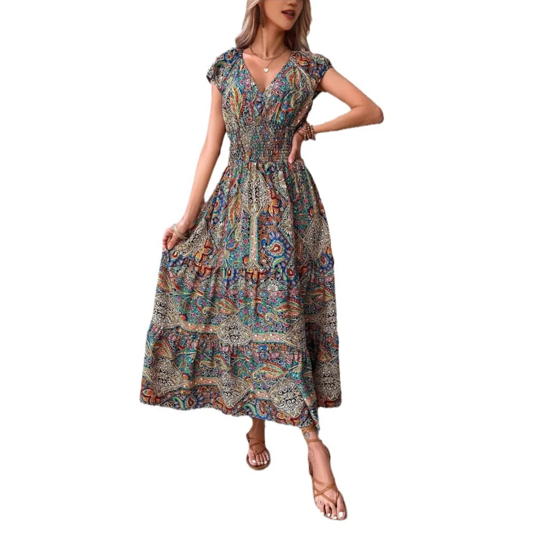 2026 Spring Summer Women's Bohemian Boho Maxi Dress Evening Gown Flowy Outfit Clothing view 5