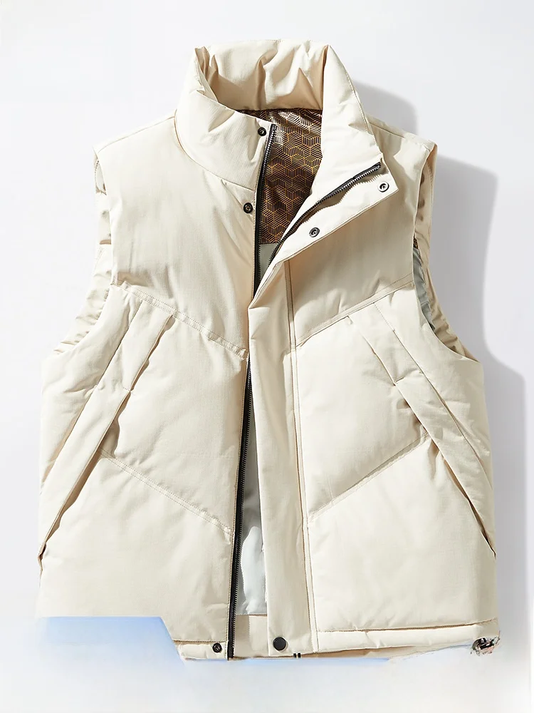 

Paul's Men's Loose Fit Thiened Cotton down Vest Jaet Autumn Winter Outerwear Svel Stand Sle Faion Urban Casual