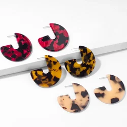 Fashion Personality Women's Earrings Letter Leopard Print Acetic Acid Circle Earings Bohemian Colorful Acrylic Dangle Earring