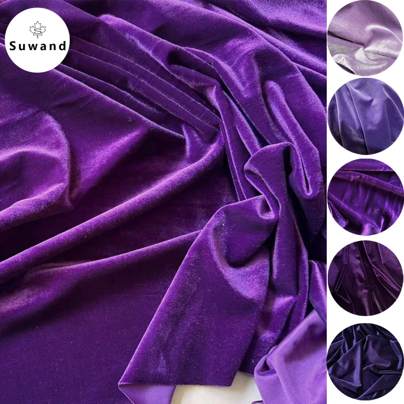 Dark Purple Soft Silky Velvet Fabric for Formal Dress Backdrops Wedding Party Decoration Curtain Background for Photographic DIY