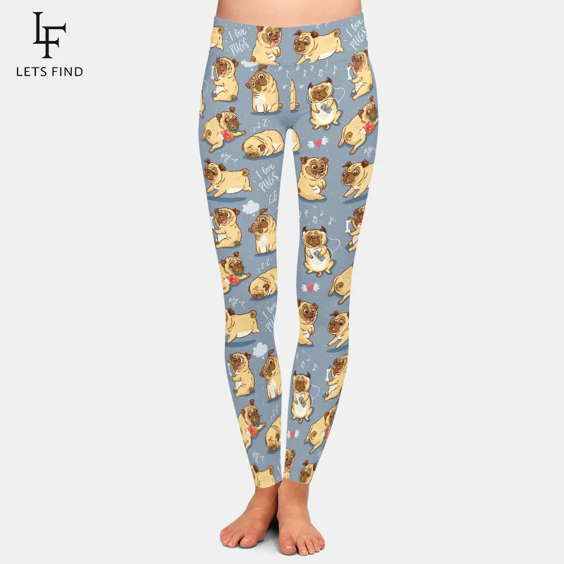 Thời Trang In Hình Động Vật Dễ Thương Chó Bulldog In Quần Legging Cao Cấp Thun 220gsm 2 Mặt Chải Sữa Lụa Quần Legging