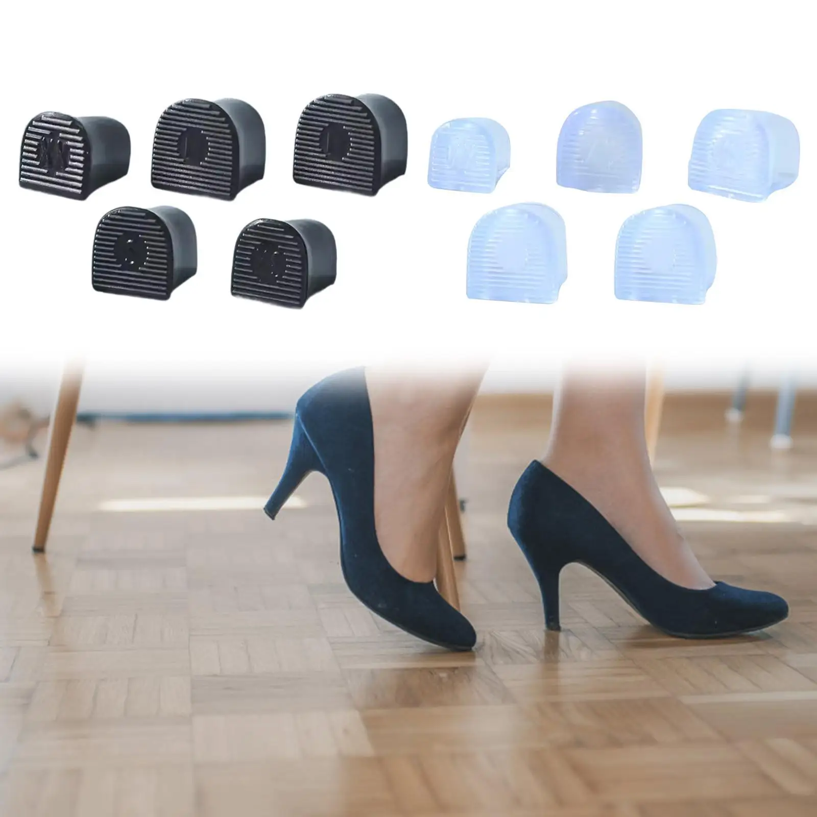 

5Pcs Heel Cap Protectors Non Slip Party for Stiletto and Pumps Tips Heel Covers Noise Reducing Women Protective Heel Repair Caps