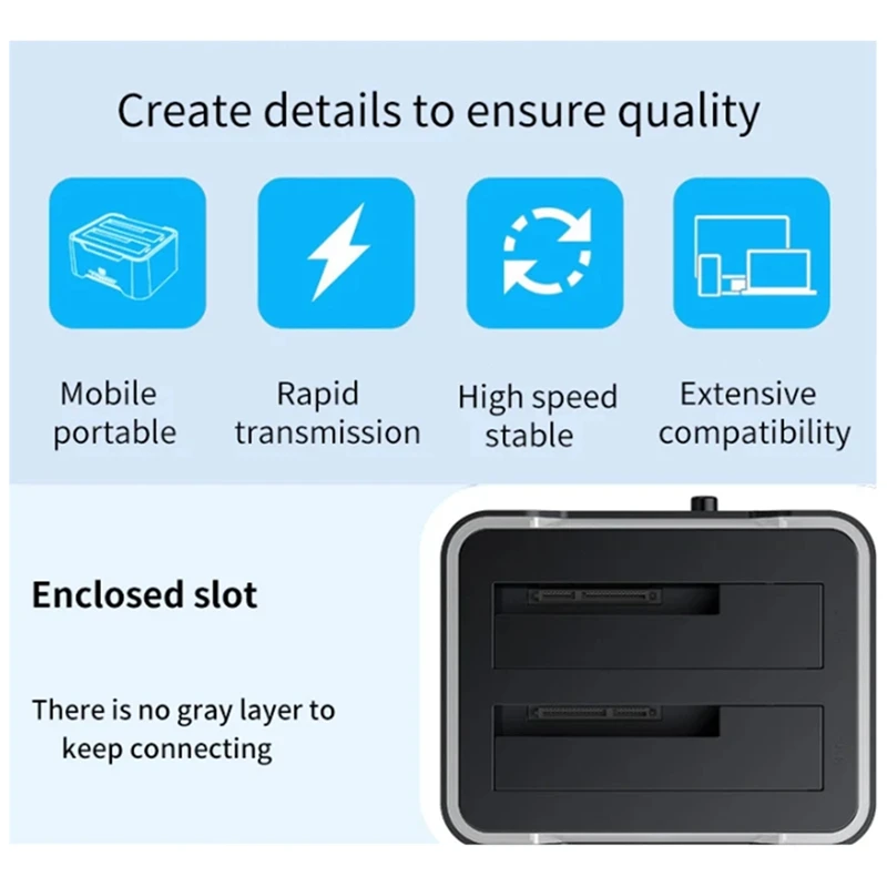 2.5/3.5 Serial Port Dual-Disk Hard Drive Base USB3.0 Multi-Function Offline Copy Mobile Hard Drive Box Base