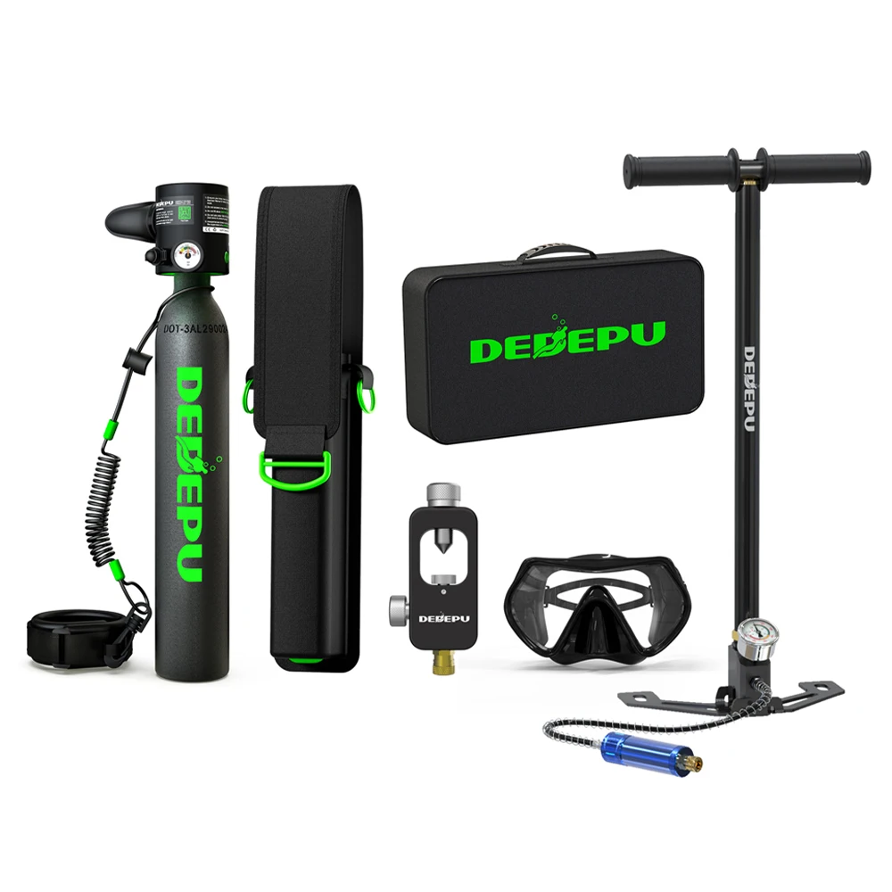 

DEDEPU 0.5L Scuba Diving Tank Set | Portable Aluminum Diving Cylinder with Pump & Full Accessories