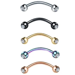 5 Pcs Stainless Steel Crystal Eyebrow Piercing Lot Tongue Piercing Snake Eyes Eyebrow Ring Mixed Snake Bite Piercing Lot 6/8mm