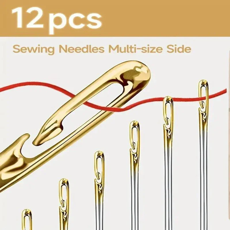 

12/24/36Pcs Blind Needle Elderly Needle-side Hole Hand Household Sewing Stainless Steel Sewing Needless Threading Diy 2030