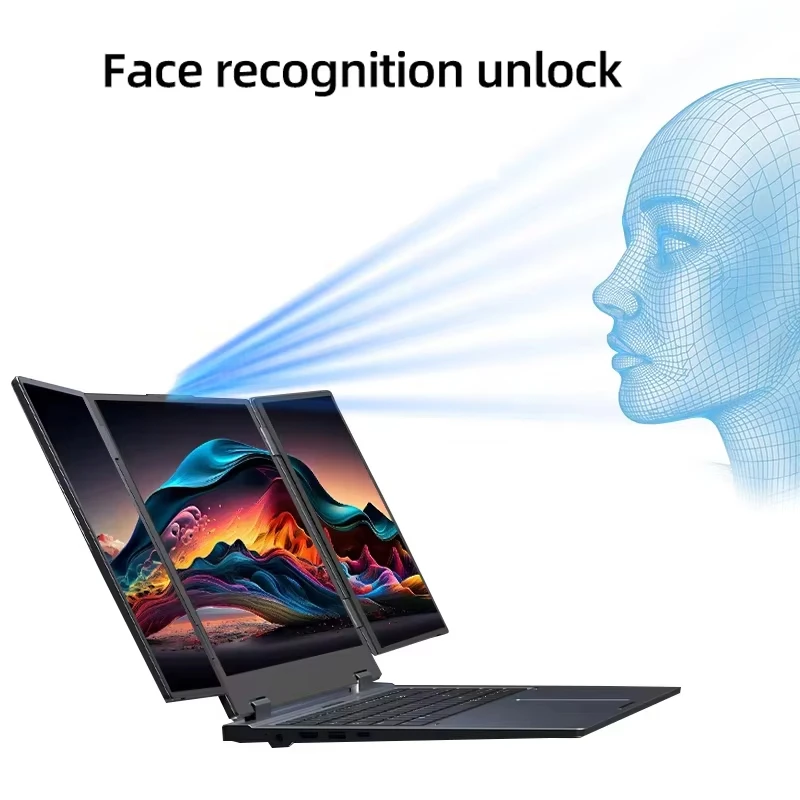 GLF-3P Triple Screen Gaming Laptop 16+10.5+10.5‘’ Touchpad Intel Core i7 computer 1260P 64GB RAM 2TB fingerprint+face Laptops